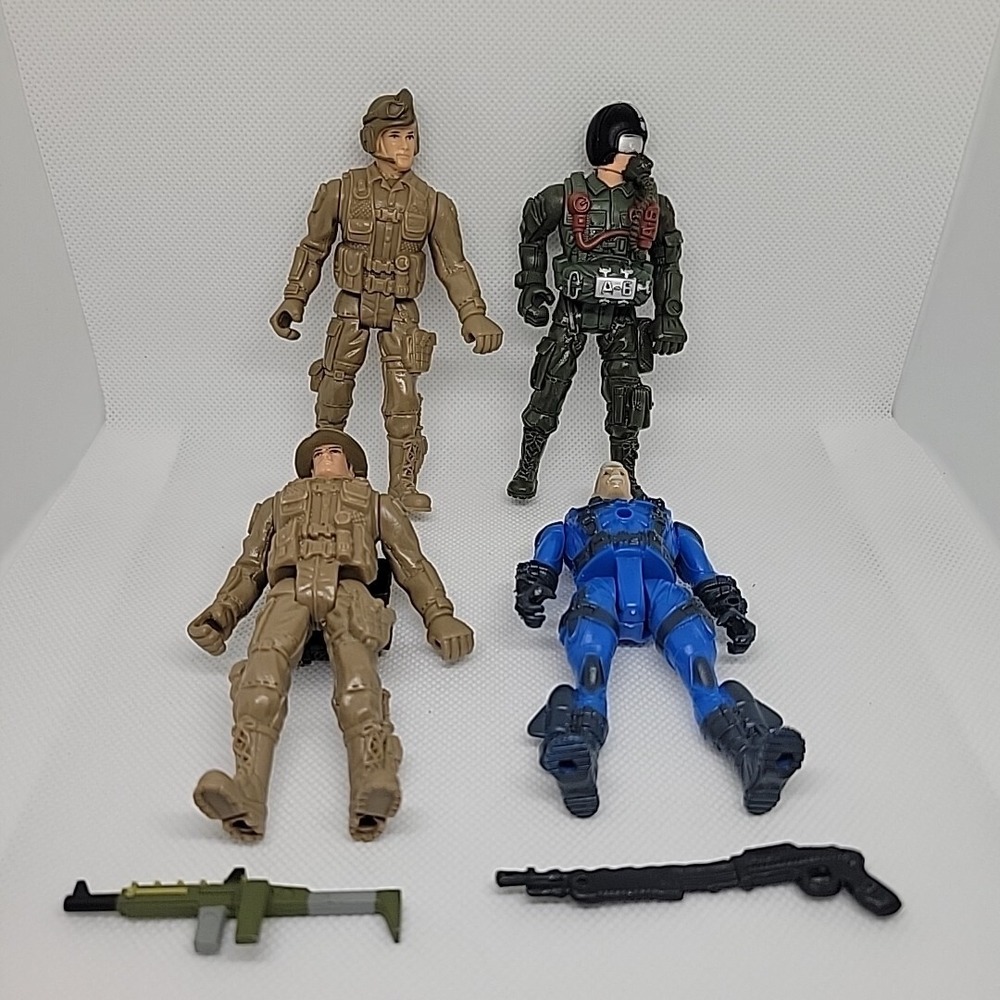 Vintage Chap Mei Soldier Force Police Army Action Figures 4in Lot of 4 Figures